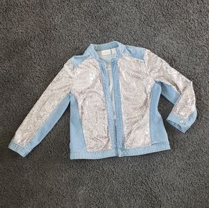 Chico's Sequined Denim Jacket Size 0